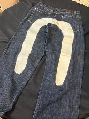 Vintage EVISU Genes Y2K Baggy Jeans White Seagull Size 40